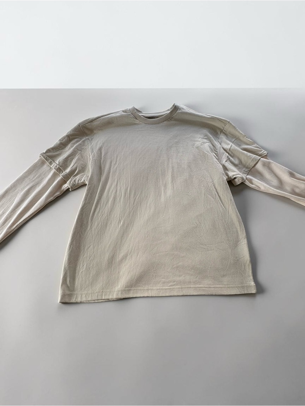 NWT Hollywood The Jean People Neutral Layered Long-Slv Tee Oversized Fit Large - Picture 10 of 11